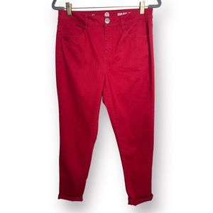 SO Brand Size 11 Solid Red Denim Stretch Skinny High Rise Cropped Jegging Jeans
